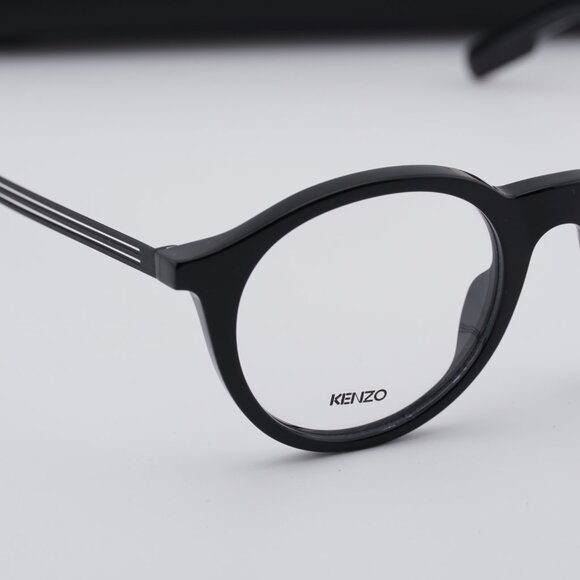 Kenzo KZ50015U 001 Round Eyeglasses 51mm - Shiny Black - Picture 7 of 11